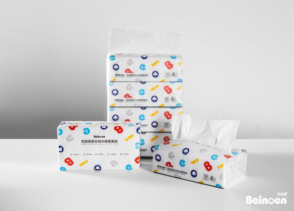 百诺恩本色家用纸巾无添加不漂白餐巾纸卫生纸4包抽纸