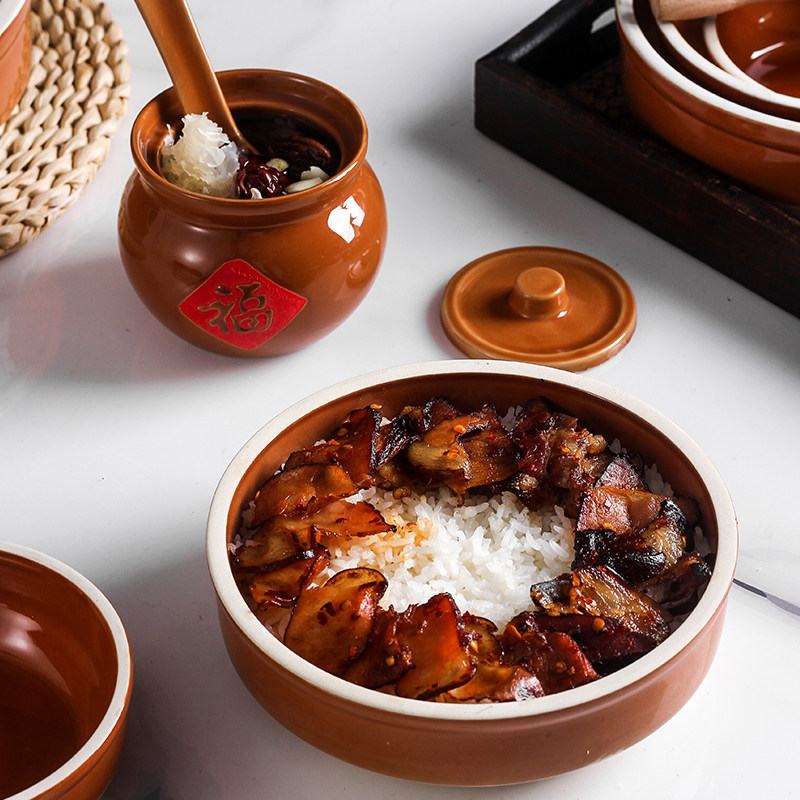 陶瓷加厚饭碗蒸碗家用复古老式土碗饭钵碗梅菜碗