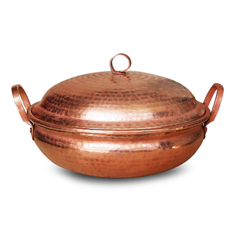 云南江川纯手工铜锅家用燃气小汤锅老式纯铜商用木炭加厚纯紫铜锅