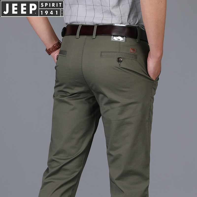 JEEP官方正品男裤子休闲裤男纯棉宽松直筒吉普男装春秋薄季2021新