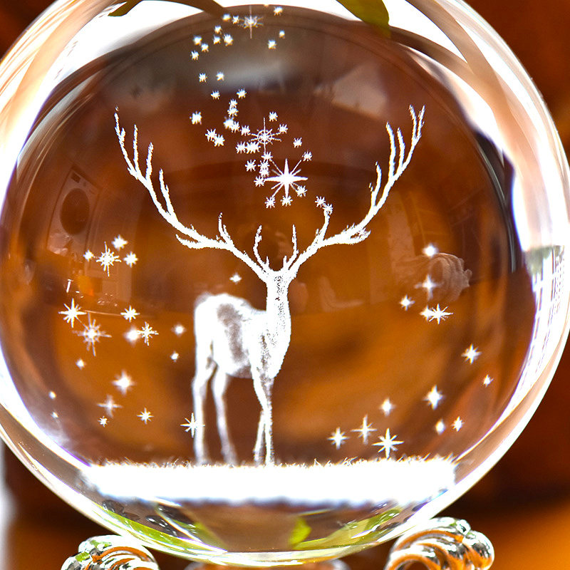 水晶球有你一鹿路礼物一周年周年麋鹿情侣生日朋友创意礼品