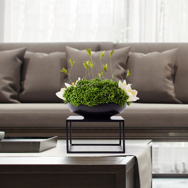 仿真茶几洽谈区售楼处中式新中式绿植花艺整体客厅仿真花