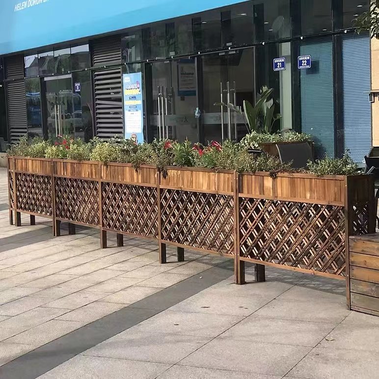 防腐木花架户外网格花箱庭院阳台木栅栏饭店餐厅隔断办公室花格栅