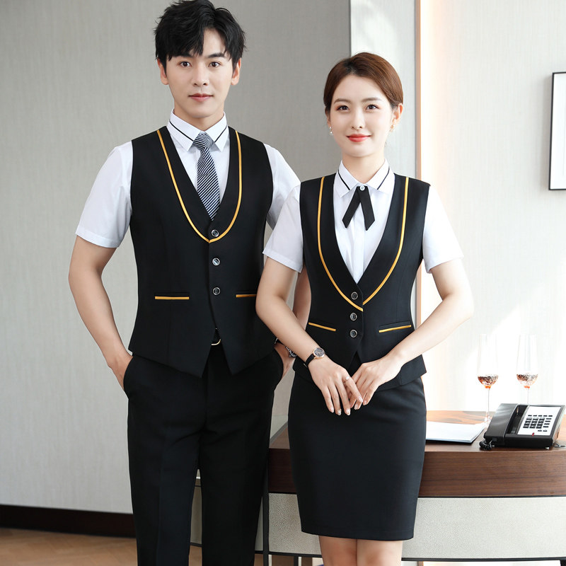 夏季职业马甲衬衫套装酒店酒店服服务员前台工装马夹