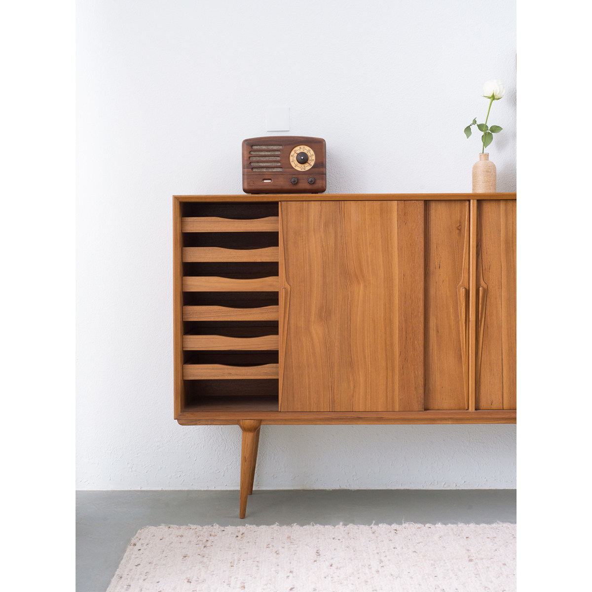 木纳家具北欧实木中古餐边柜客厅靠墙柚木储物柜餐边柜