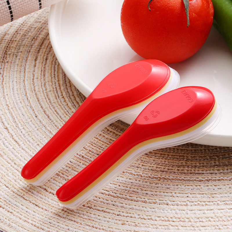 勺子一次性加厚塑料汤勺外卖打包调羹整箱透明可降解餐具