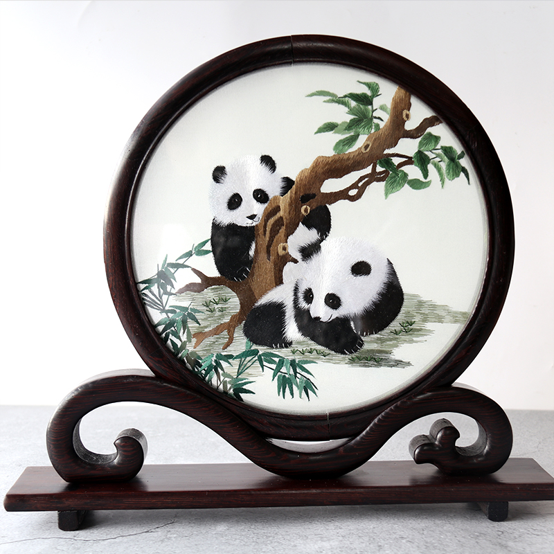 蜀绣蜀锦成都川绣双面绣手工艺品刺绣摆件中国风特色礼品纪念品