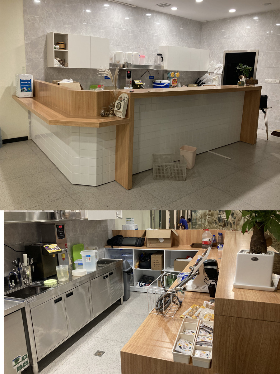 小吃吧台转角前台简约收银台西餐奶茶茶店甜品前台