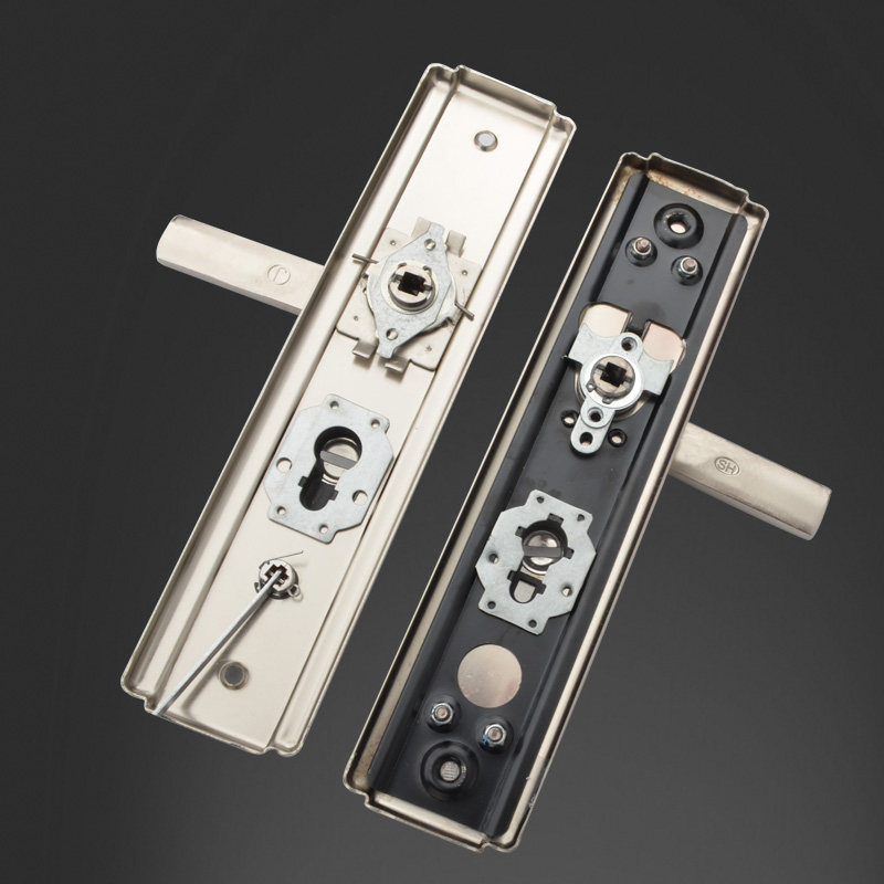 防盗门把手不锈钢面板老式家用拉手实心手柄进户门机械门锁