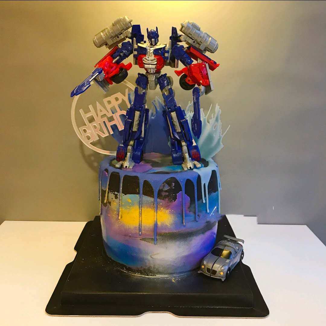 西安网红奶油星空变形金刚蛋糕男孩男生生日蛋糕同城新鲜生日蛋糕