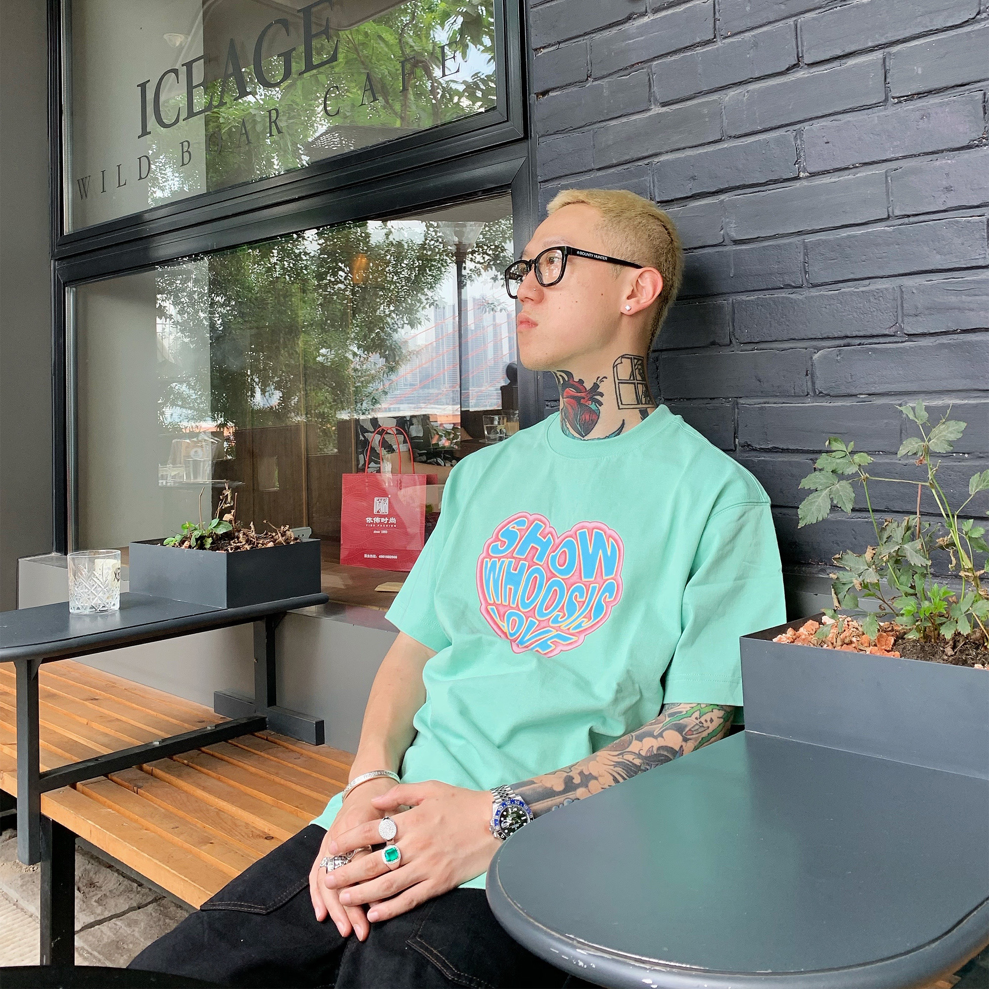 WHOOSIS（不知其名）SWL桃心短袖T恤男装美式潮流街头新品情侣