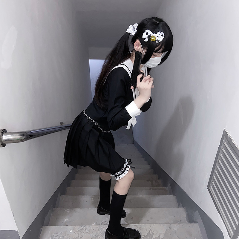 jk黑色少女不良裙子学院水手制服夏服春款其它制服