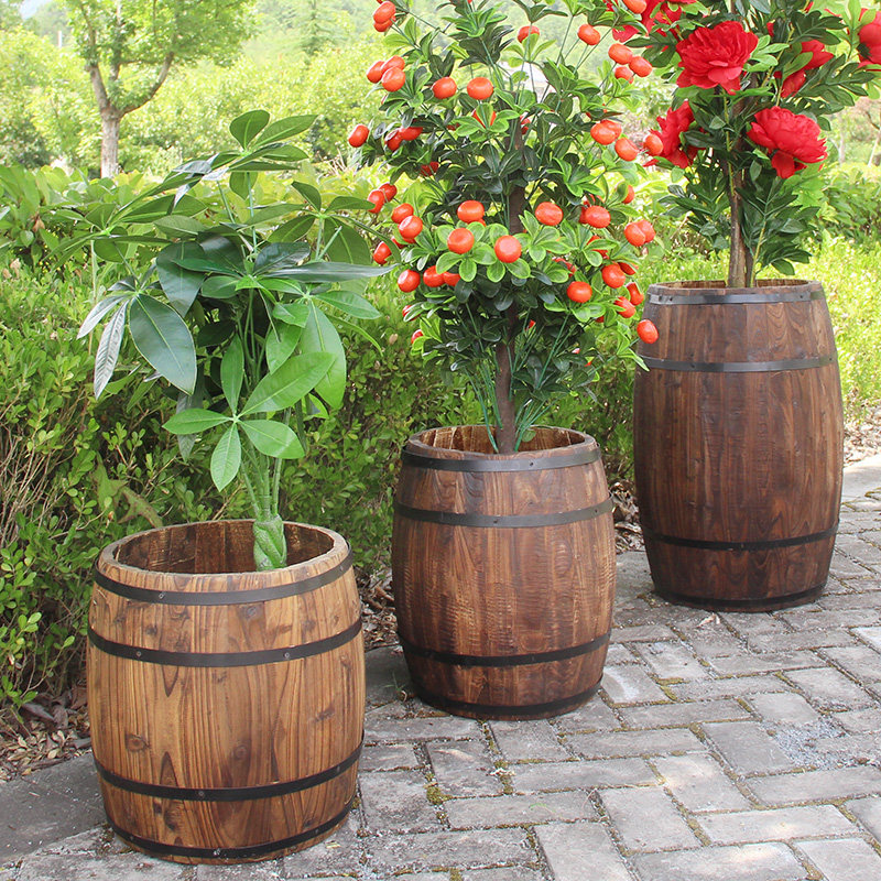 防腐木花桶发财树专用高花盆花盆落地客厅高筒型特大号花盆