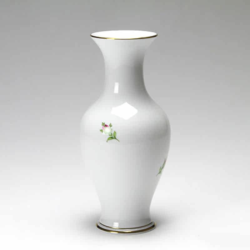 德国梅森meissen粉色玫瑰手绘硬瓷花瓶装饰品家居花瓶