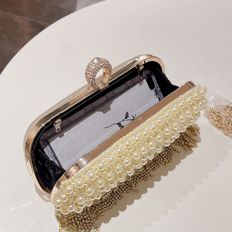 名媛晚装珍珠手拿包女水钻晚宴手包宴会搭配晚礼服的包旗袍小包包
