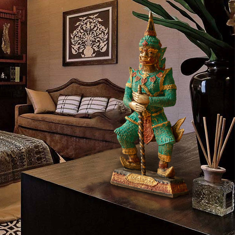 泰国纯铜工艺品夜叉摆件东南亚风格全铜装饰品镇佛像摆件