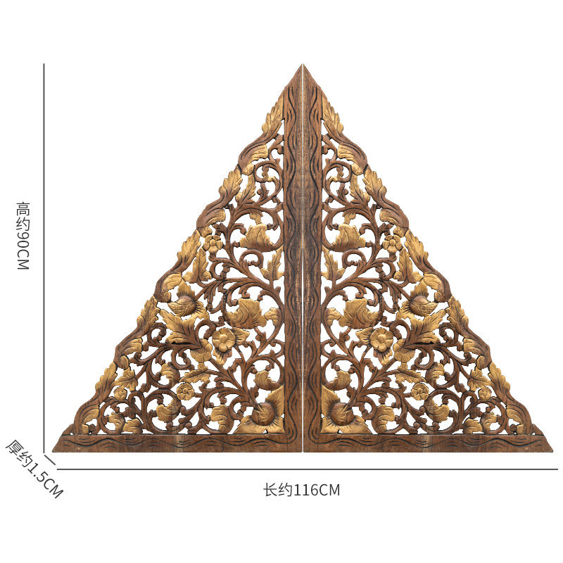 雕花门楣装饰泰吉利泰国柚木中式门头镂空木雕壁饰