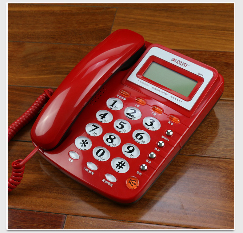 美思奇家用办公商务座机来电显示电池接口台式电话机有绳