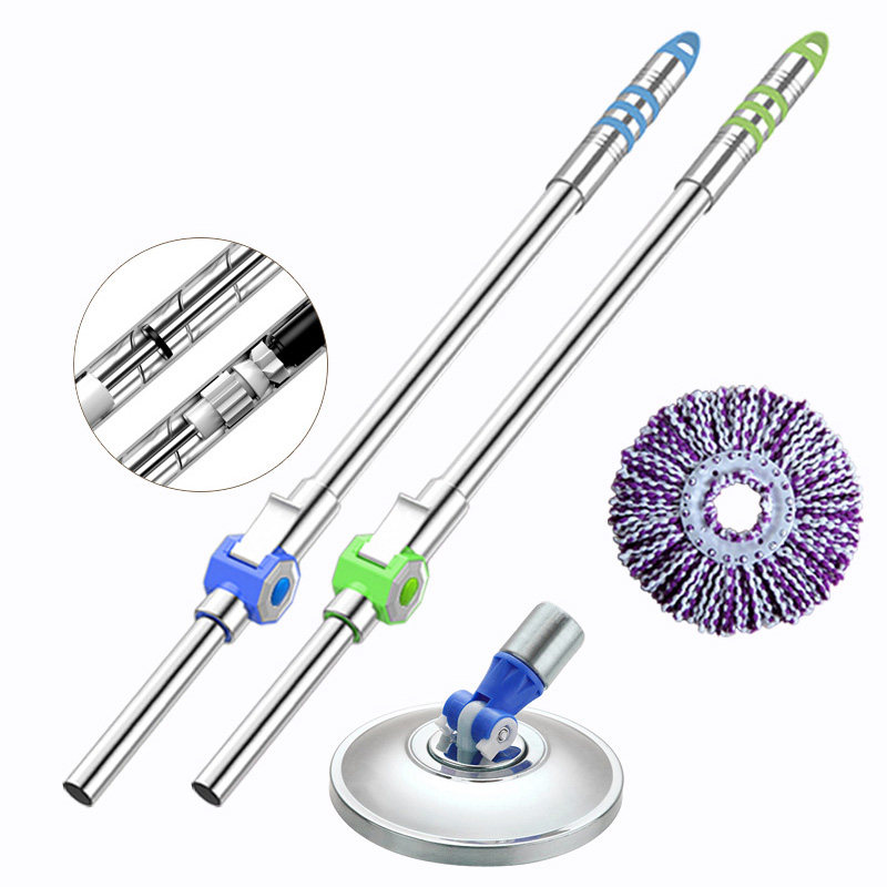 旋转拖把杆手压加长一体杆拖布钢盘替换配件简易操作通用不锈钢杆