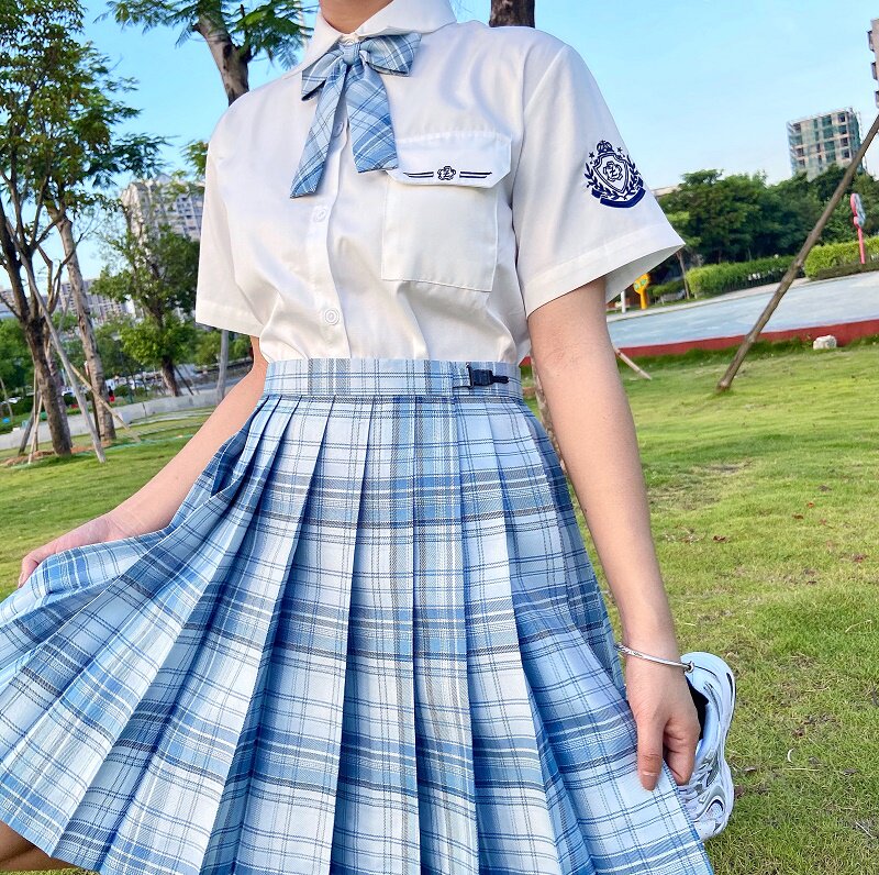 冰岛御茶家原创jk制服正版高腰百褶格裙学院半身裙