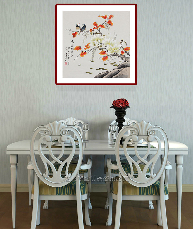 名家手绘玉兰双雀结婚送礼国画写意花鸟画字画国画