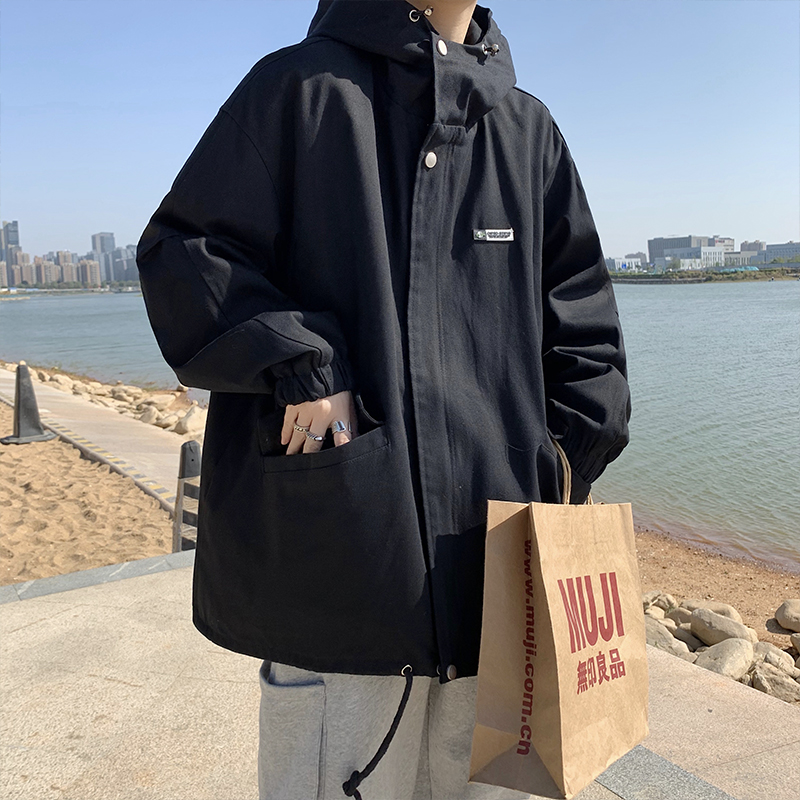 2022春秋季新款港风工装机能连帽男外套ins痞帅夹克百搭上衣潮牌