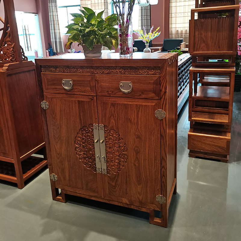 新中式刺猬紫檀鞋柜全实木门厅储物柜苏梨玄关柜京瓷北韵榫卯家具