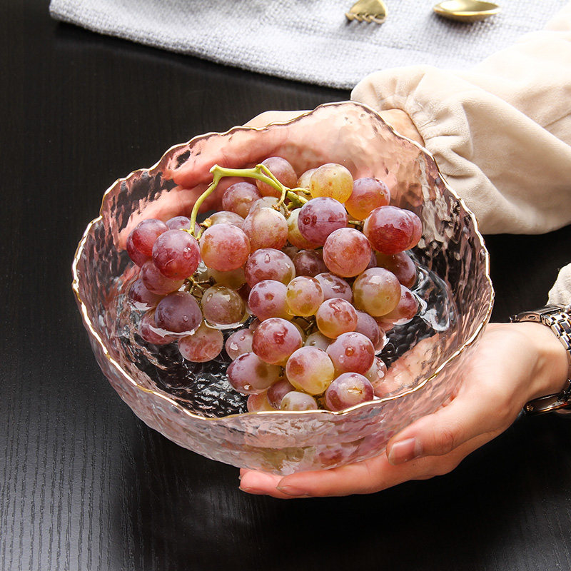 水果盘玻璃家用北欧风格果盘果盆创意现代客厅茶几水晶玻璃盘子大