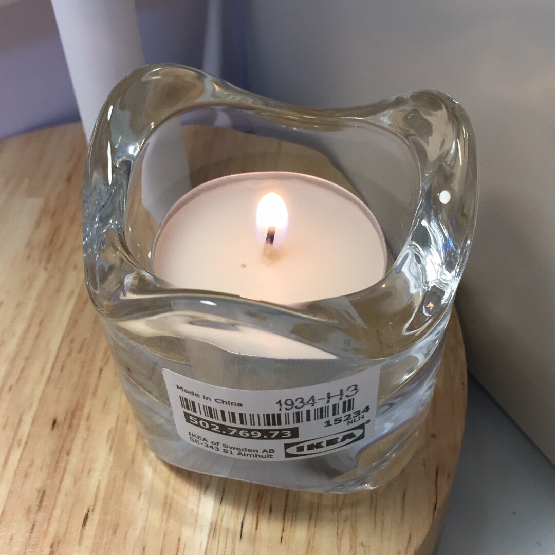 宜家国内代购凡斯小圆蜡烛透明玻璃简约摆件烛台