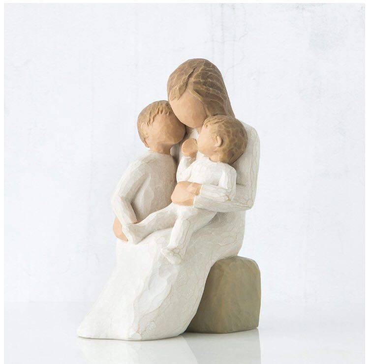 willowtree我的宝贝兄弟姐妹母爱礼物新生儿仿木雕刻立体摆件