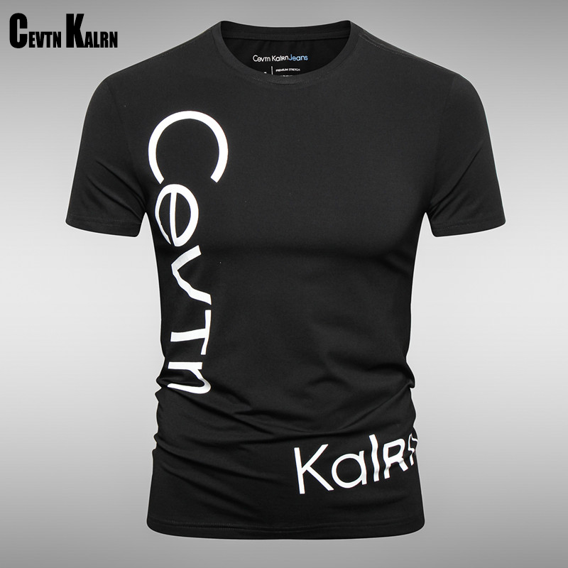CEVTN KALRN 专柜正品男士短袖T恤修身衣服半袖字母纯棉打底衫潮