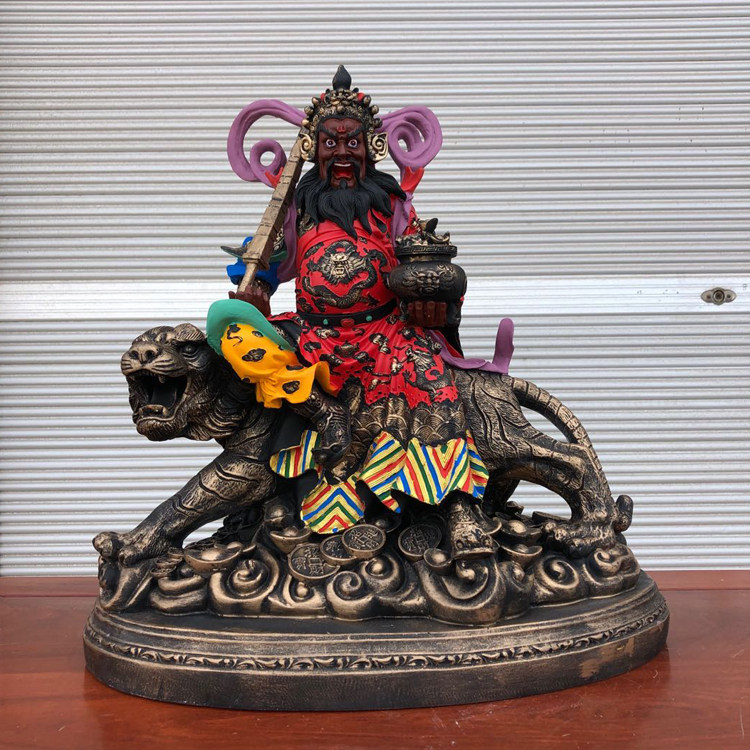 16寸财神爷摆件风水镀金神像佛像树脂开业赵公明摆件