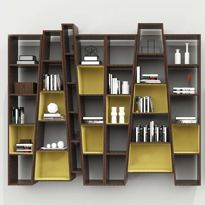 胡桃胡桃木木色书柜落地组合书架钢琴烤漆书橱书架