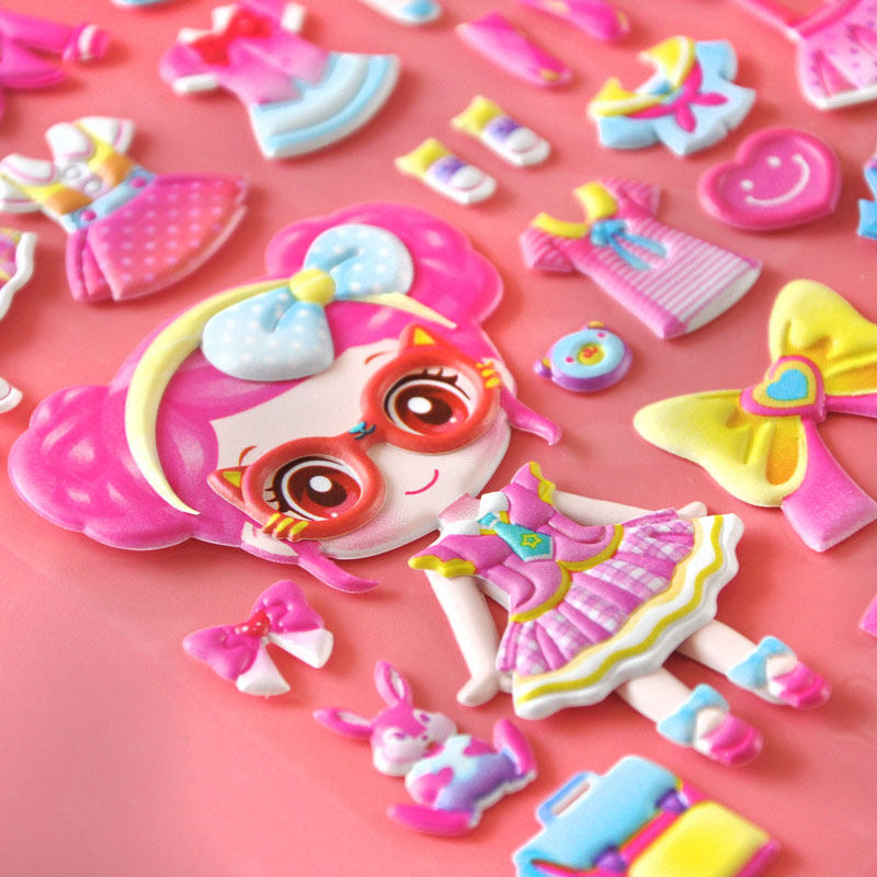 亿奇大号双层女孩公主换装衣服立体贴纸