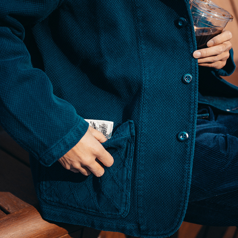 【冈山面料】塔可蓝TEKABLU 重磅复古刺子蓝染西装外套TKBLJKT888