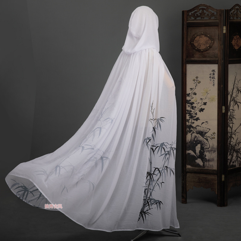 挽秀古风汉服明制披风风斗披肩日常墨竹防晒民族服装