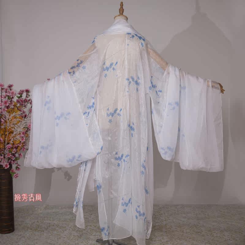 挽秀古风宽袖长衫民族风长袖外搭印花大袖衫唐汉服