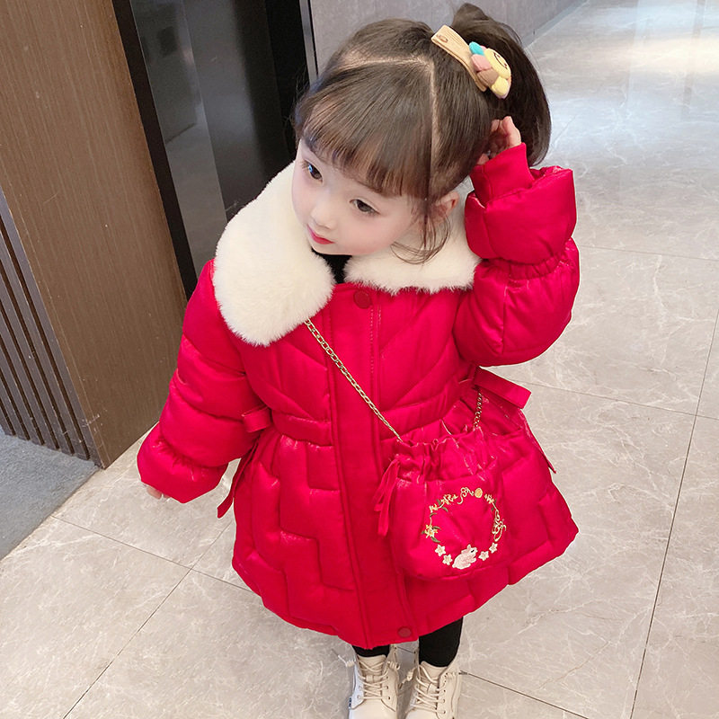 宝宝大红年服棉衣2020新款女童加厚棉袄