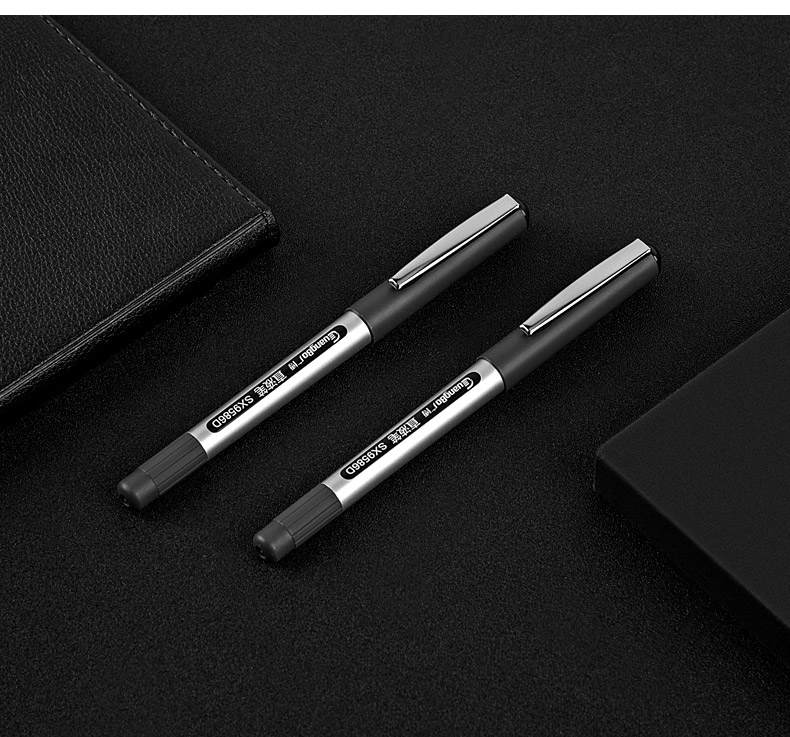 直液广博文具签字笔水性碳素黑色0.5mm专用办公宝珠