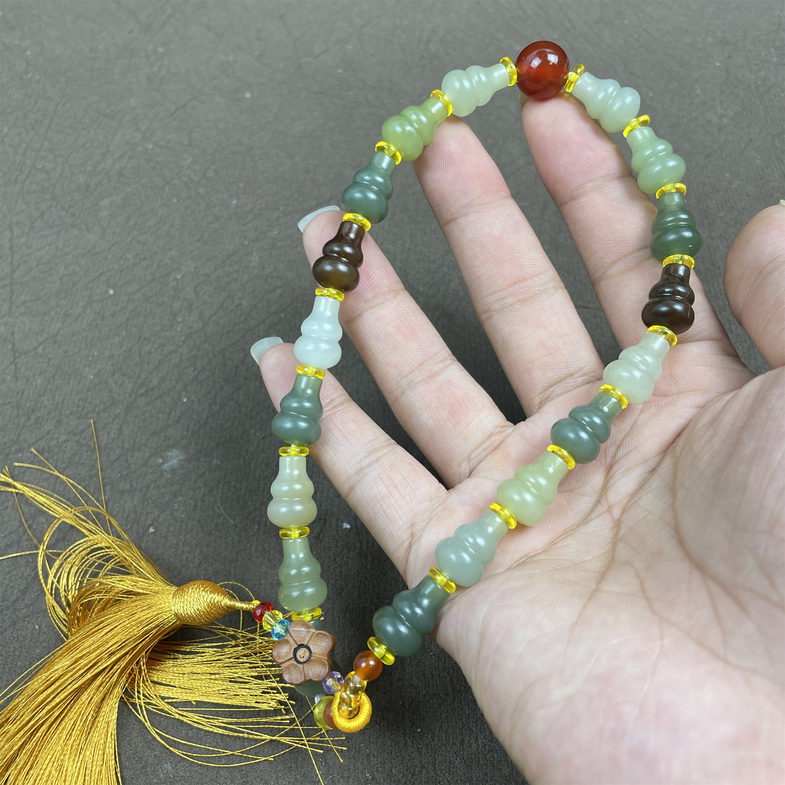 包邮保真新疆和田玉多宝山葫芦手串把玩支持手饰