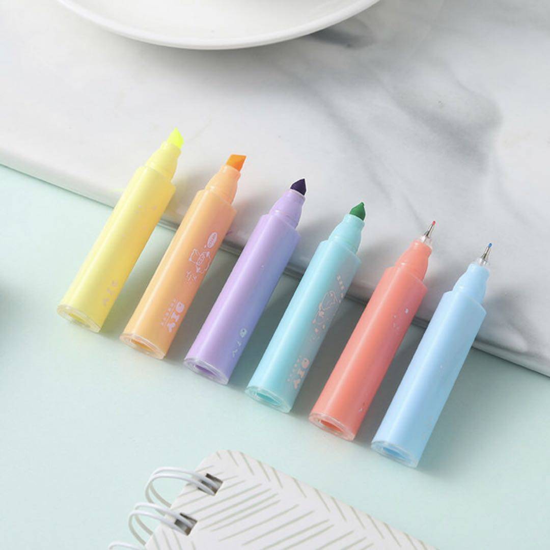 晨光文集元气果果6色套装荧光笔拼接highlight糖果色荧光笔