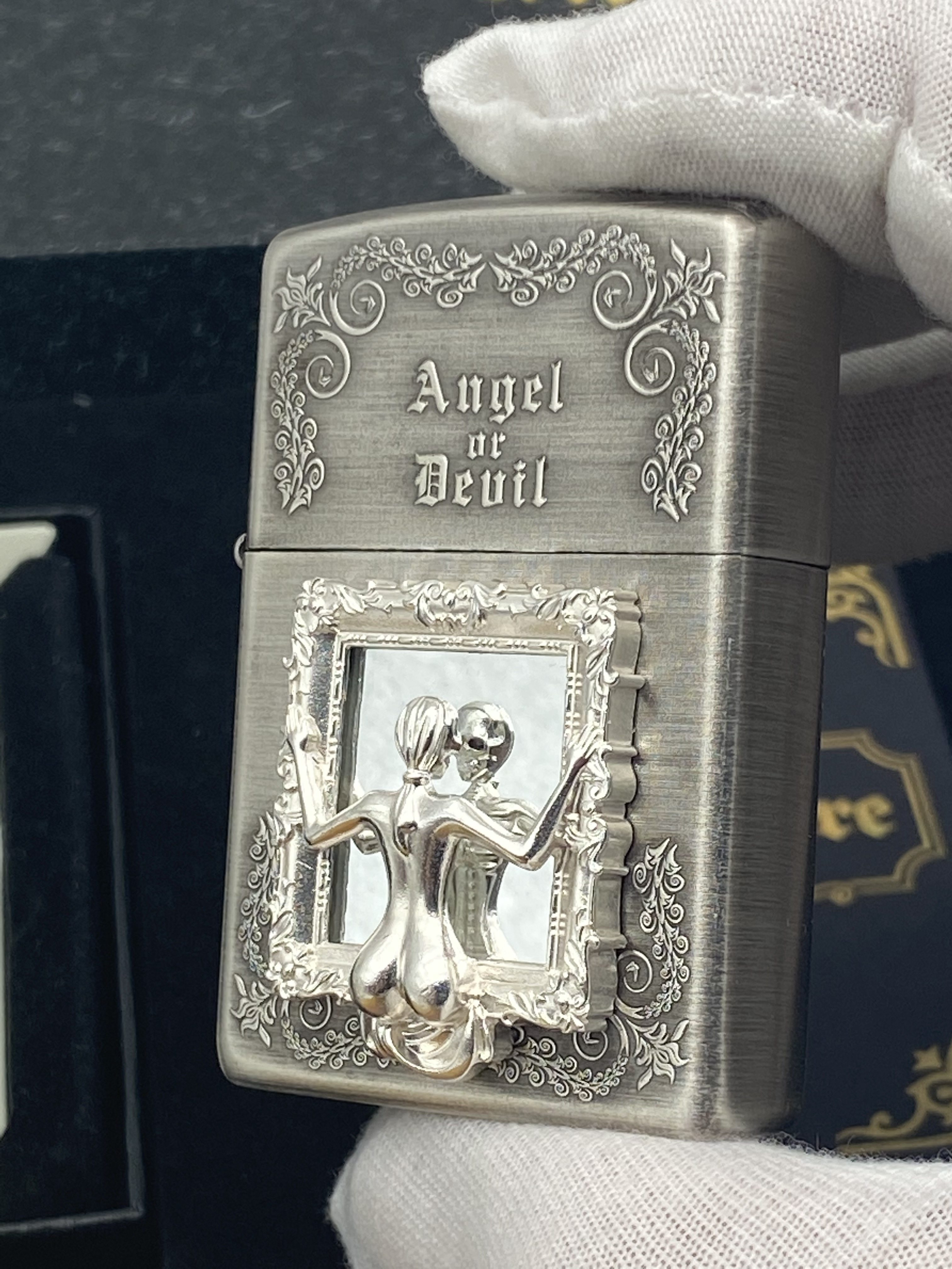 打火机zippo正版天使还是魔鬼限量防风风镜中人煤油打火机