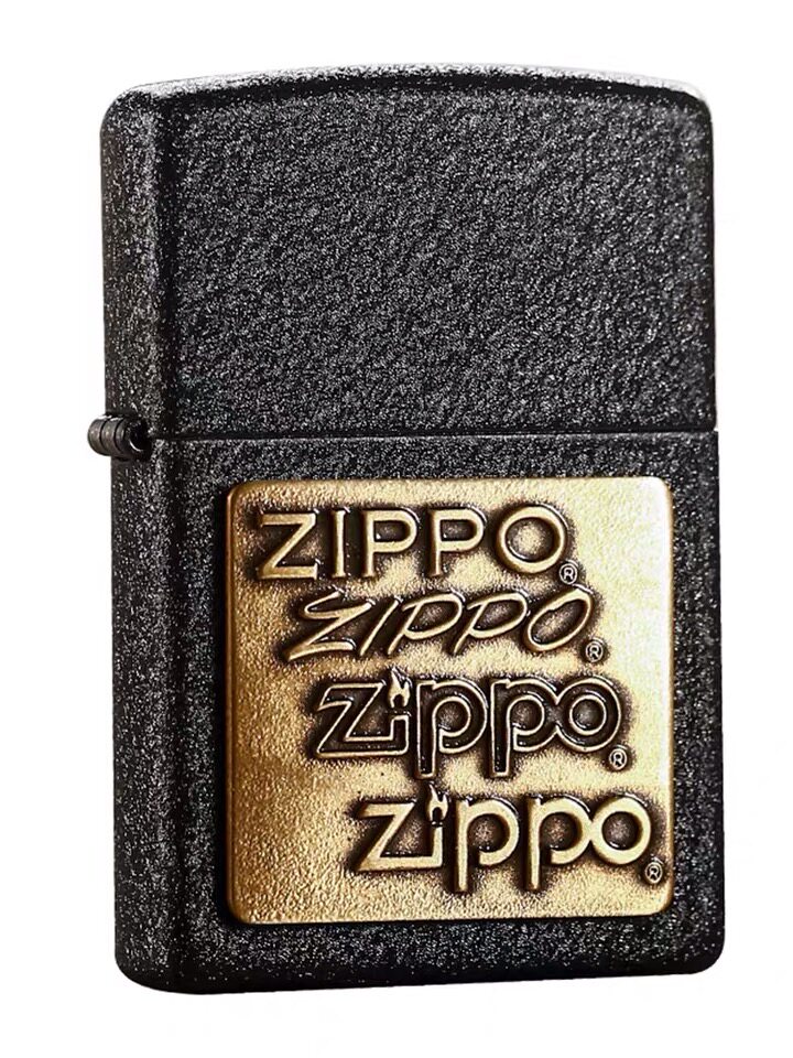 美国原装芝宝打火机黑裂漆贴章362363磨砂zippo四代底刻铜标志