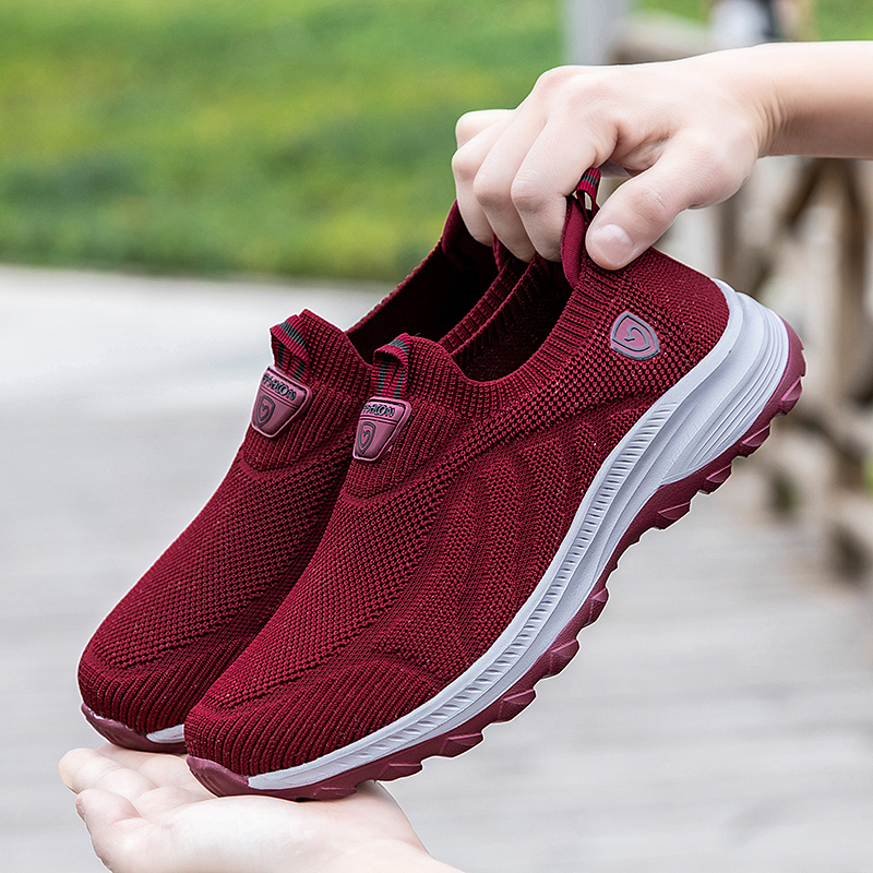 透气足力健老人春季妈妈鞋女中老年健步男鞋网面时尚休闲鞋