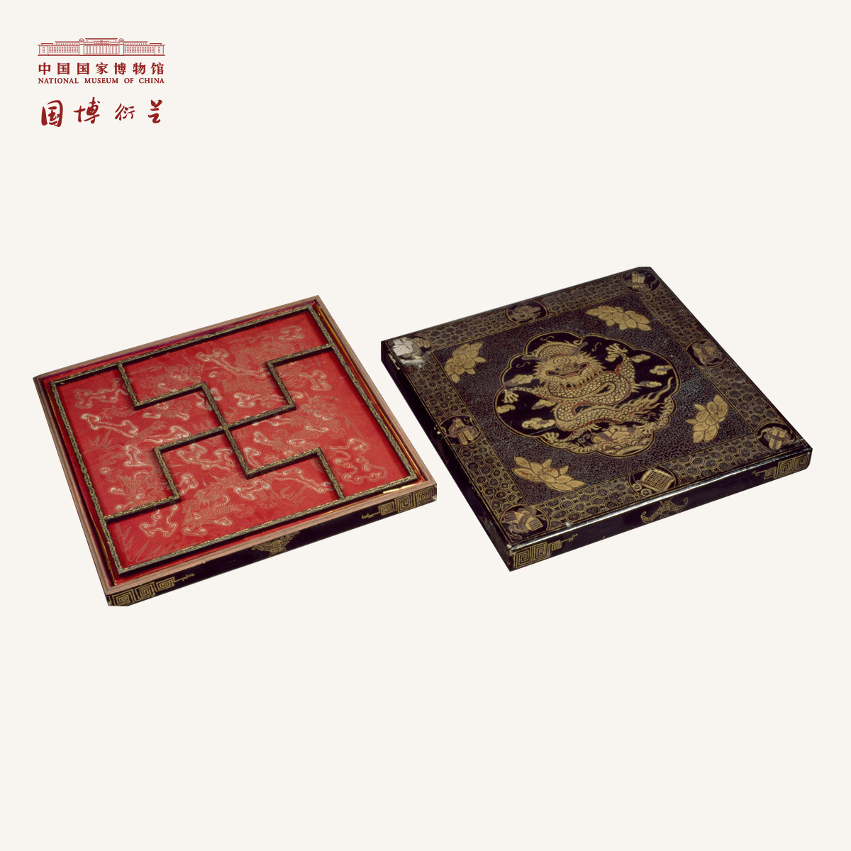 中国国家博物馆龙纹斗方纸漆盒镭雕卡片创意镂空贺卡中国文化创意