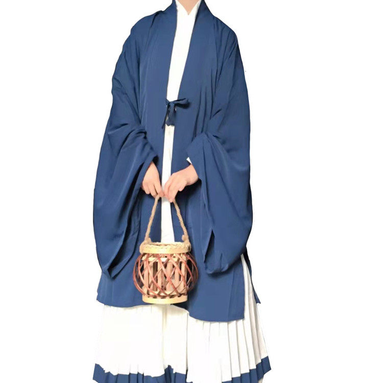 墨晨长衫三件女同男女长褙对襟烟雨宋制交落秋汉服