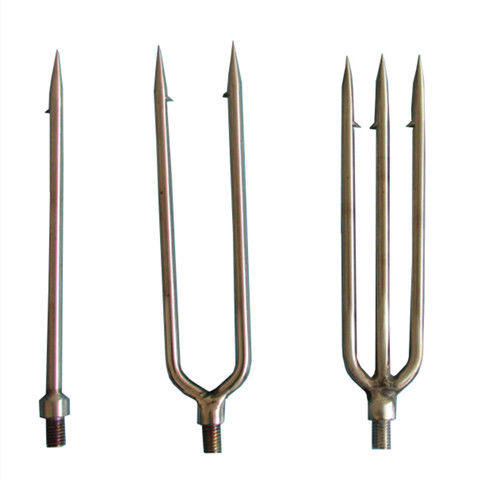 鱼叉不锈钢倒刺二齿三齿平头户外渔叉抄网杆