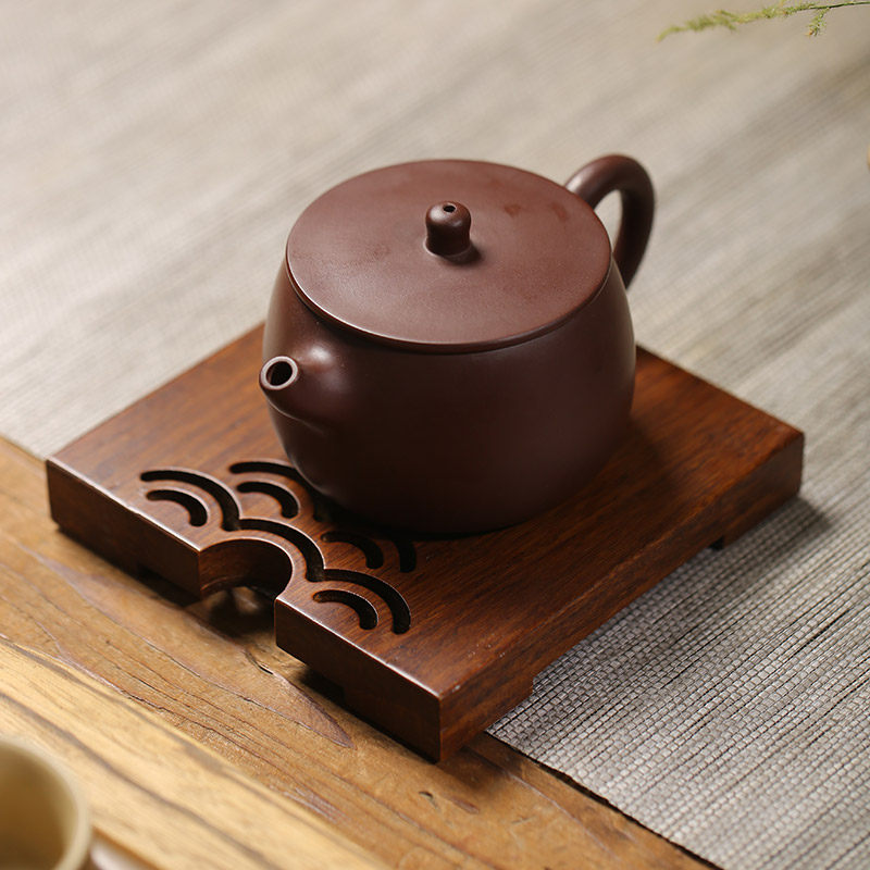 干泡重竹铜制窗花花纹祥云壶承台养壶茶承复古茶道