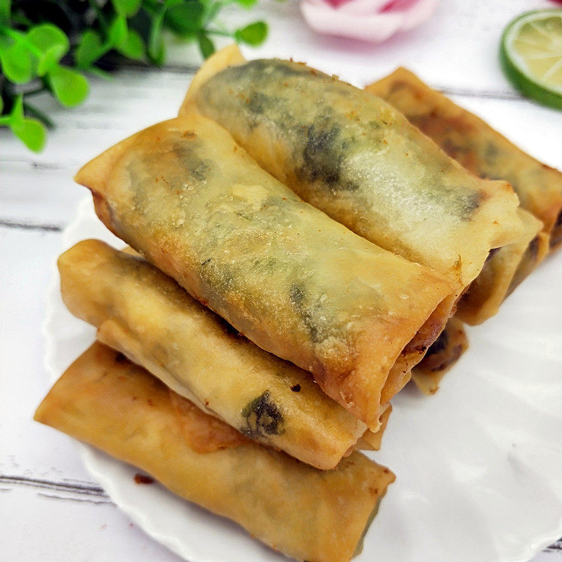 荠菜肉丝春卷冷冻食品油炸点心半成品饭店小吃吃早餐包点