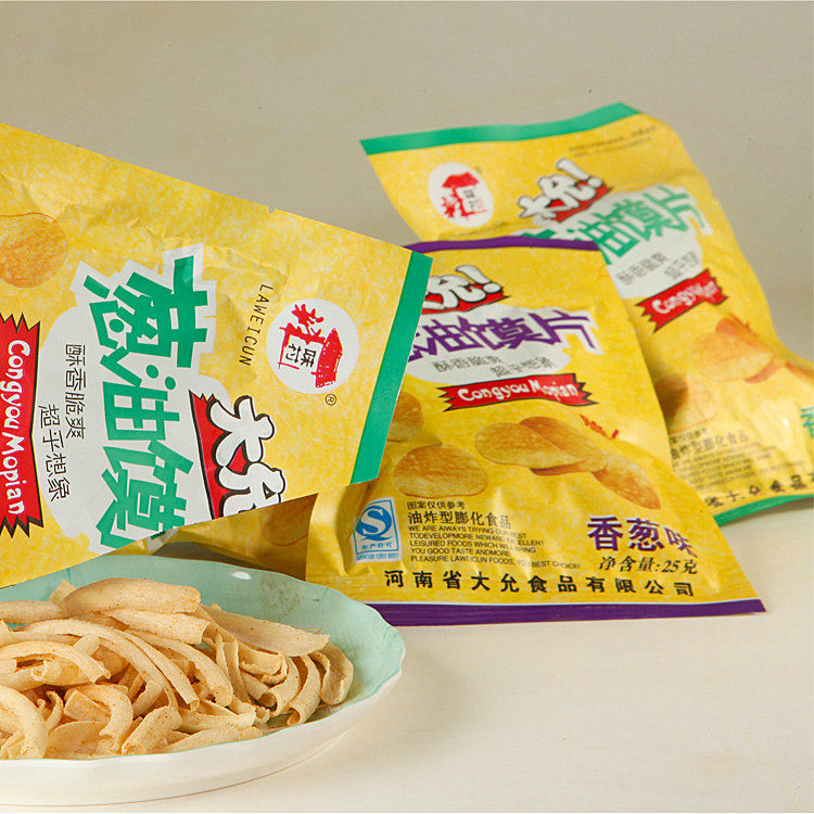 怀旧零食辣味村大允葱油馍片18g香葱休闲膨化食品膨化食品